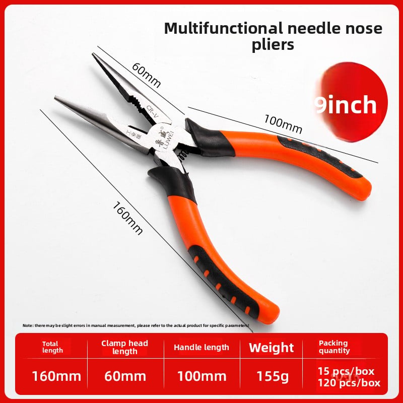 Heavy-Duty Multifunctional Pliers – Anti-Slip Long Nose, Diagonal & Wire Cutter