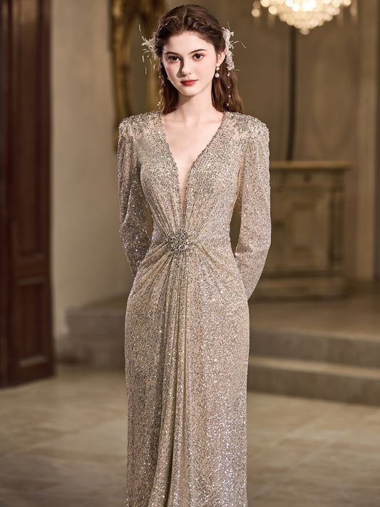 Heavy-embellished evening gown