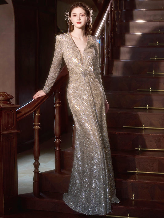 Heavy-embellished evening gown