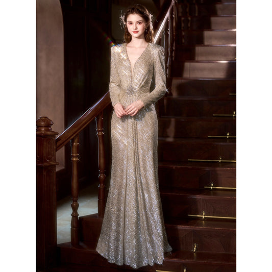 Heavy-embellished evening gown