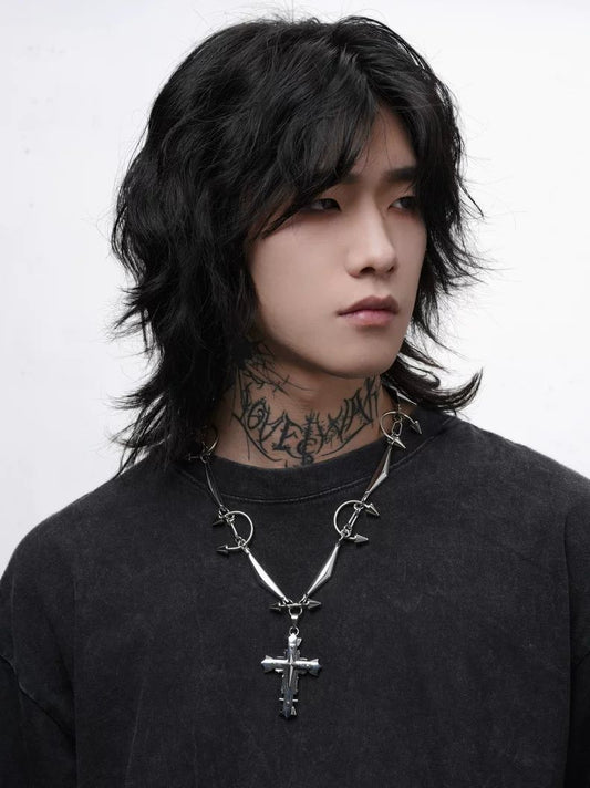 Heavy Punk Handmade Cross Rivet Necklace