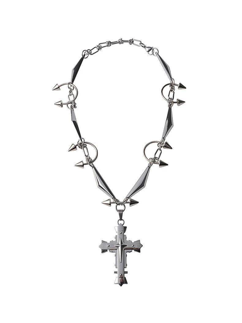 Heavy Punk Handmade Cross Rivet Necklace
