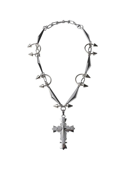 Heavy Punk Handmade Cross Rivet Necklace