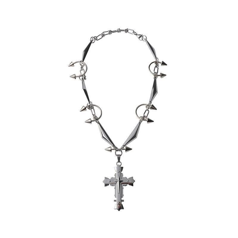 Heavy Punk Handmade Cross Rivet Necklace