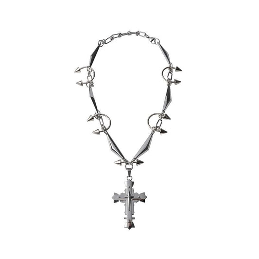 Heavy Punk Handmade Cross Rivet Necklace