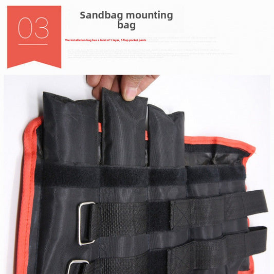 Heavy sandbags bind hands and feet