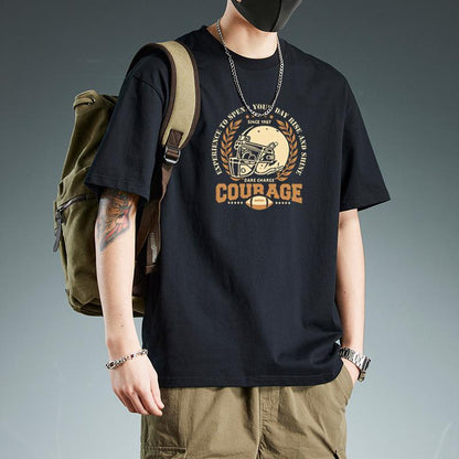 Heavyweight 100% Cotton Short-Sleeve Versatile T-Shirt