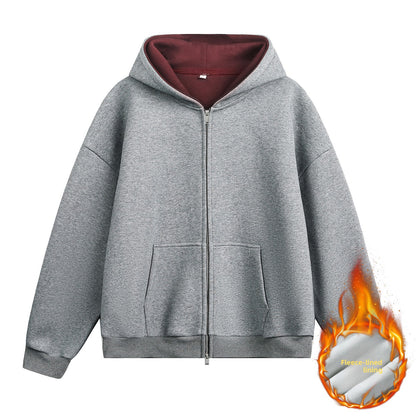 Heavyweight American-style color-blocked lined hoodie