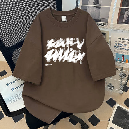 Heavyweight Letter Print Cotton T-Shirts