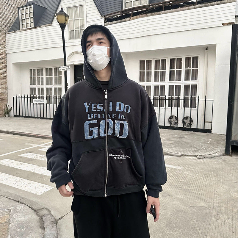 heavyweight patchwork zipper jacket
