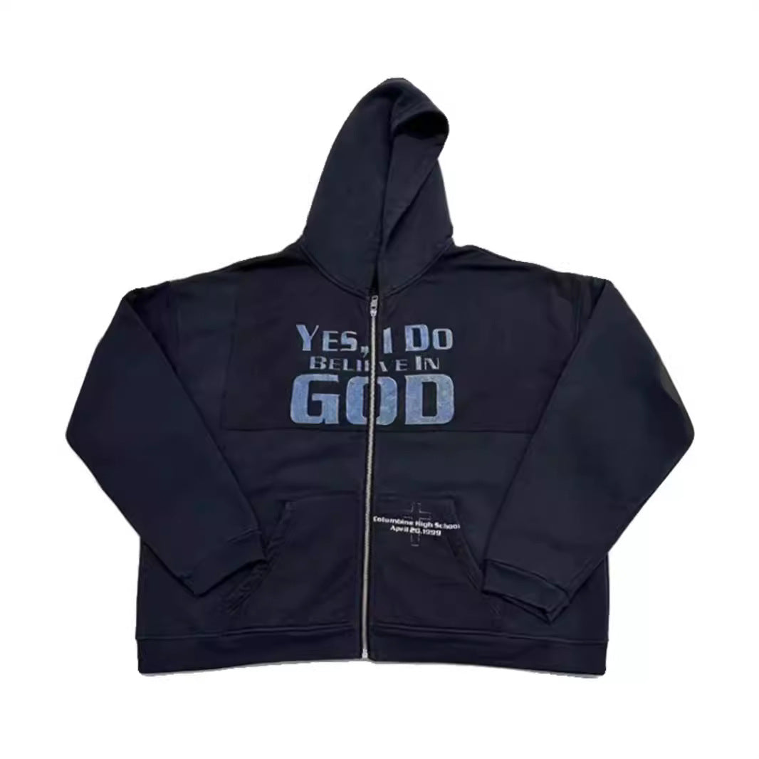 heavyweight patchwork zipper jacket