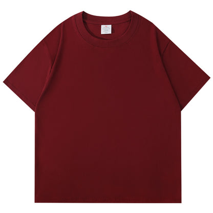 Heavyweight Pure Cotton Short-Sleeve T-Shirt for Men, Summer Loose Half-Sleeve Solid Color Everyday Retro Casual Base Shirt, Fashionable Style