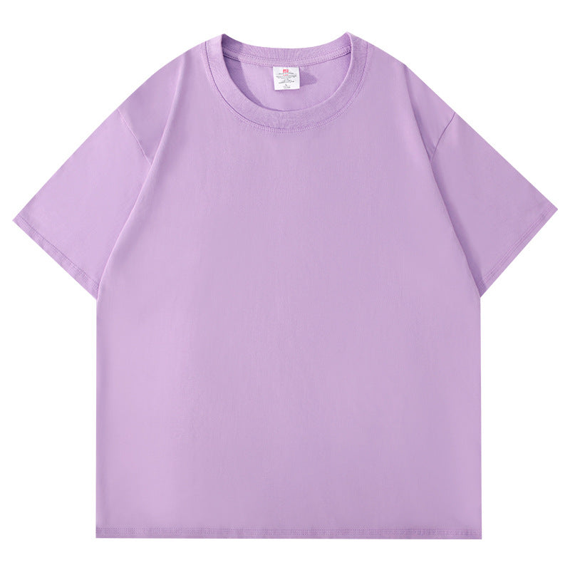 Heavyweight Pure Cotton Short-Sleeve T-Shirt for Men, Summer Loose Half-Sleeve Solid Color Everyday Retro Casual Base Shirt, Fashionable Style