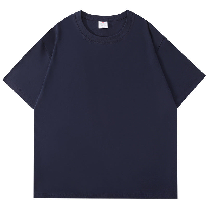 Heavyweight Pure Cotton Short-Sleeve T-Shirt for Men, Summer Loose Half-Sleeve Solid Color Everyday Retro Casual Base Shirt, Fashionable Style