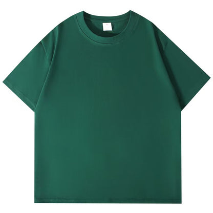 Heavyweight Pure Cotton Short-Sleeve T-Shirt for Men, Summer Loose Half-Sleeve Solid Color Everyday Retro Casual Base Shirt, Fashionable Style
