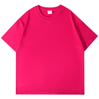 Heavyweight Pure Cotton Short-Sleeve T-Shirt for Men, Summer Loose Half-Sleeve Solid Color Everyday Retro Casual Base Shirt, Fashionable Style