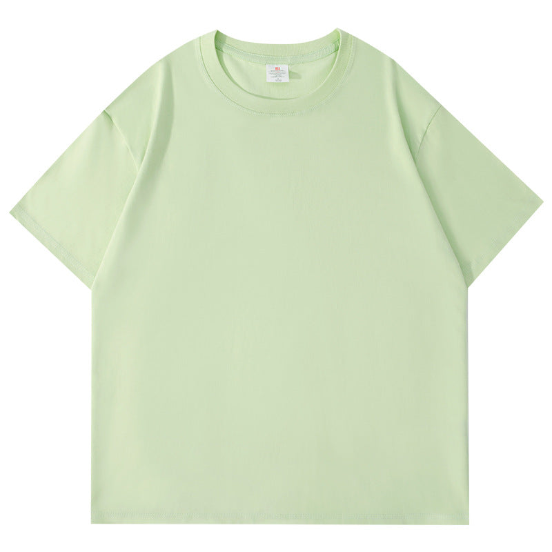Heavyweight Pure Cotton Short-Sleeve T-Shirt for Men, Summer Loose Half-Sleeve Solid Color Everyday Retro Casual Base Shirt, Fashionable Style