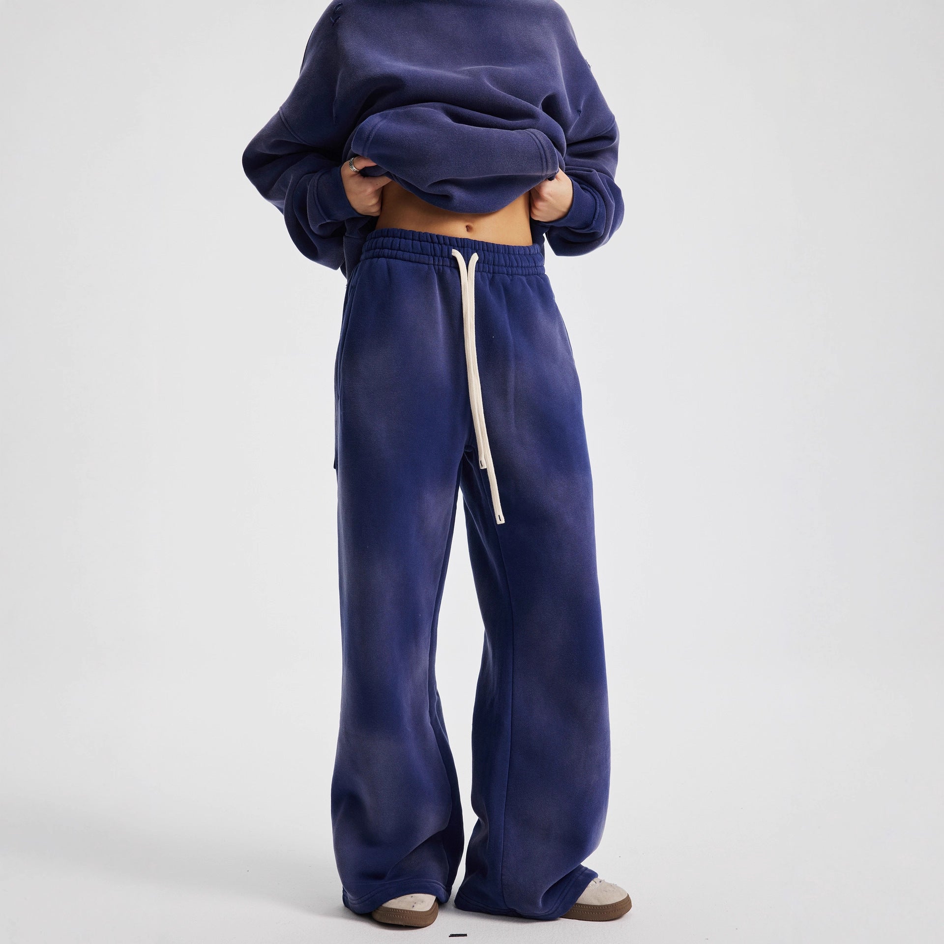 Heavyweight Washed Fleece Wide-Leg Sweatpants