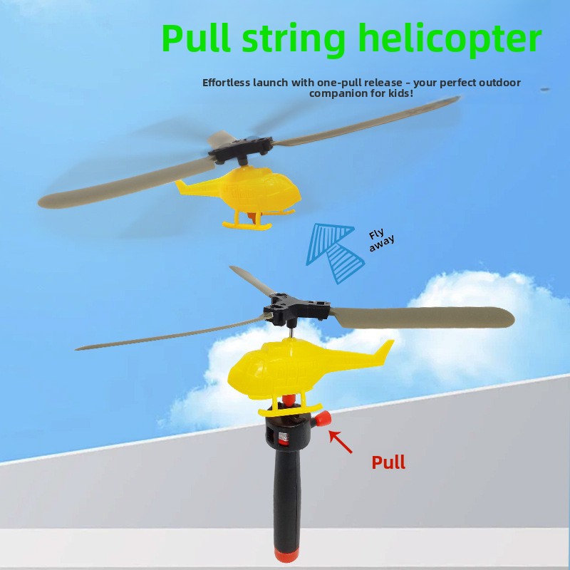 Helicopter with a pull-string handle