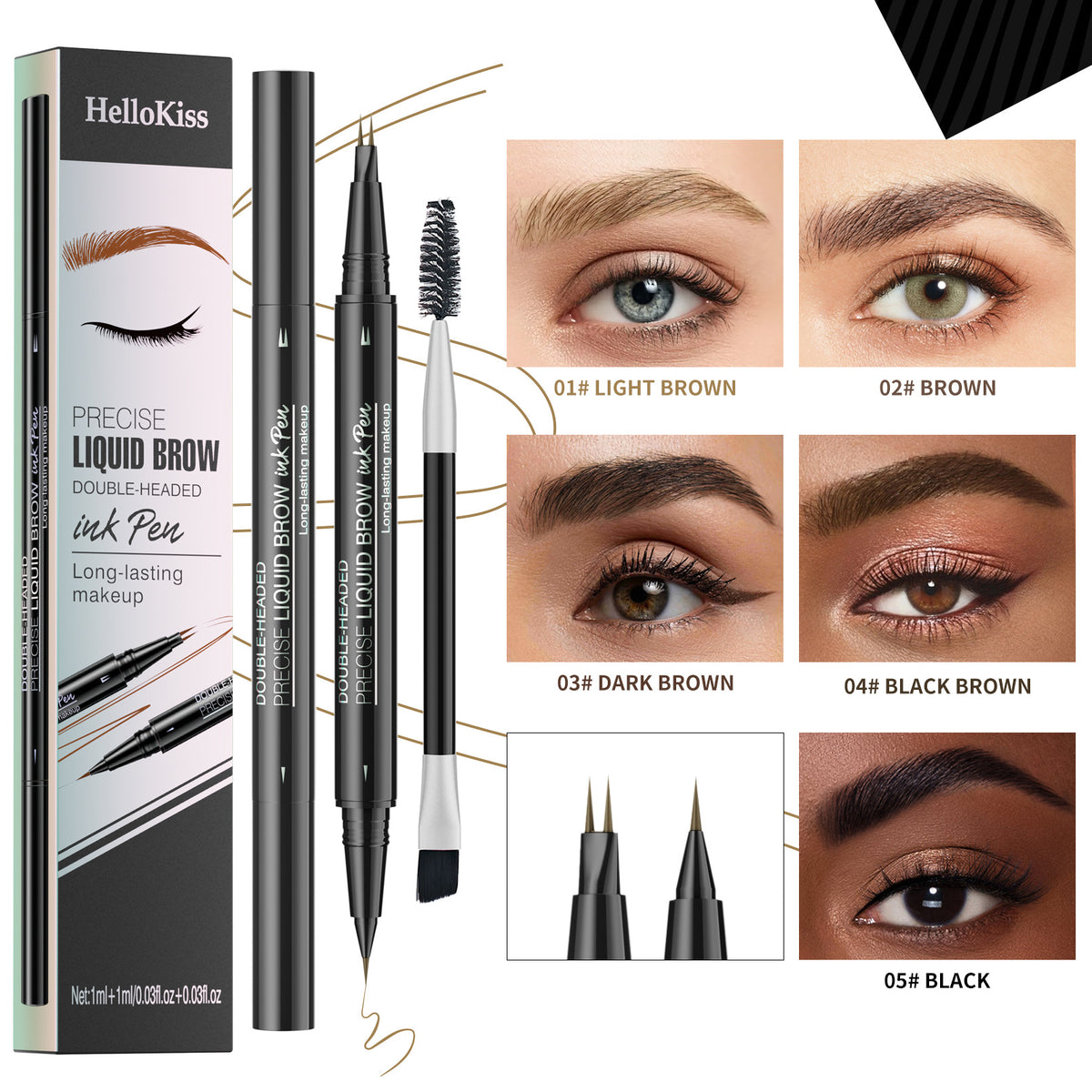 HelloKiss Natural Waterproof Double-Headed Eyebrow Pencil
