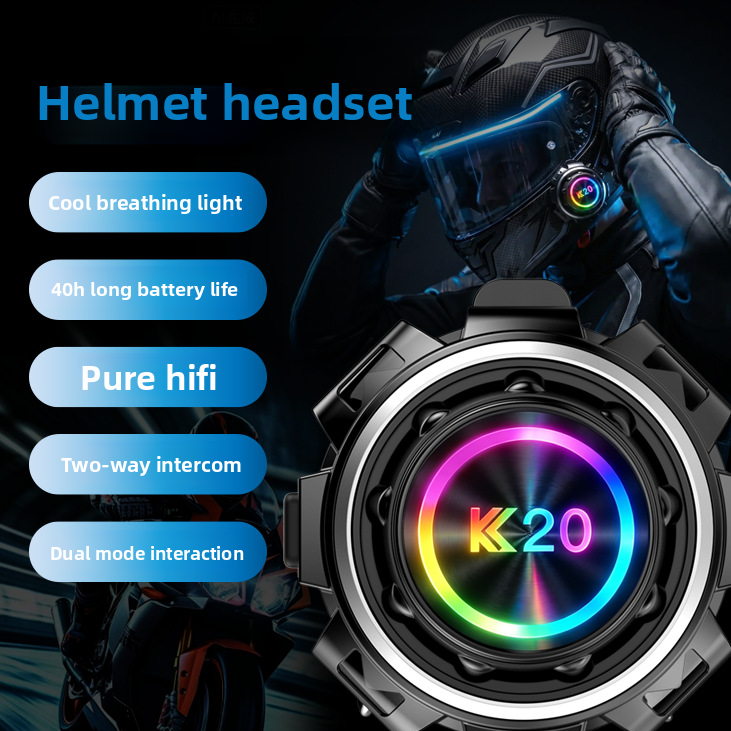 Helmet Bluetooth Headset with Intercom and Video Recording, FM Radio