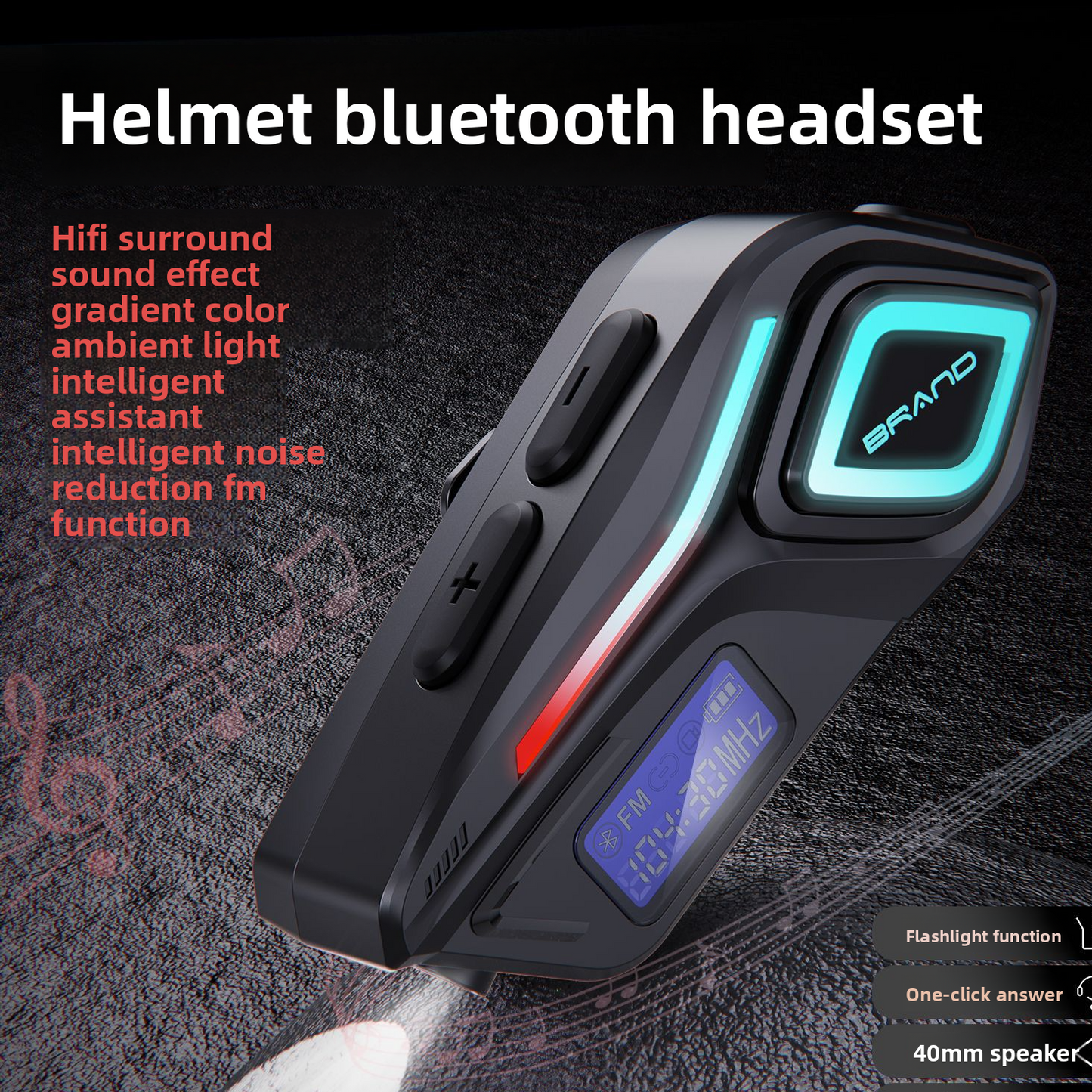 Helmet Bluetooth Headset with Intercom and Video Recording, FM Radio