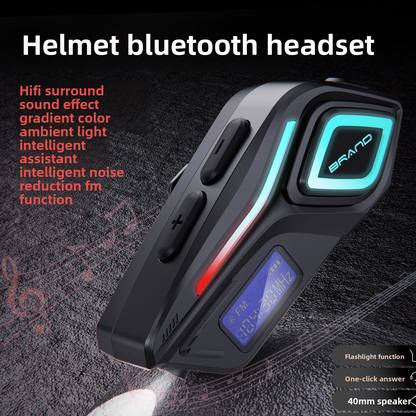 Helmet Bluetooth Headset with Intercom and Video Recording, FM Radio