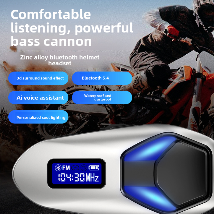 Helmet Bluetooth Headset with Intercom and Video Recording, FM Radio