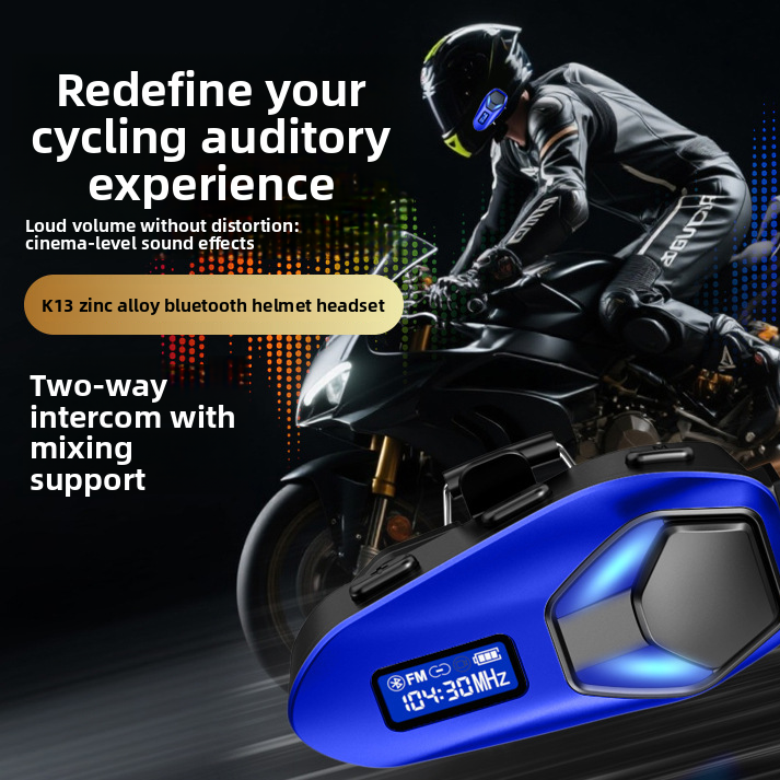 Helmet Bluetooth Headset with Intercom and Video Recording, FM Radio
