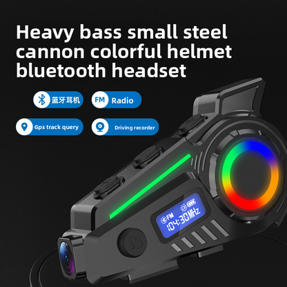 Helmet Bluetooth Headset with Intercom and Video Recording, FM Radio
