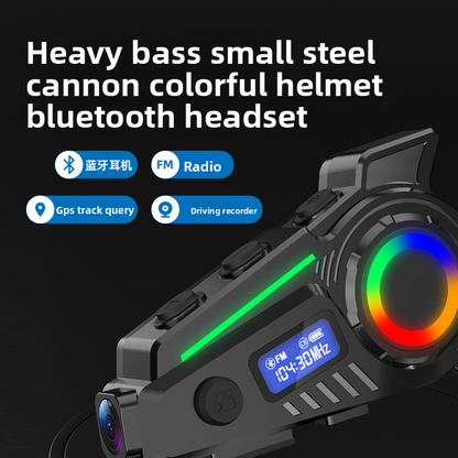 Helmet Bluetooth Headset with Intercom and Video Recording, FM Radio