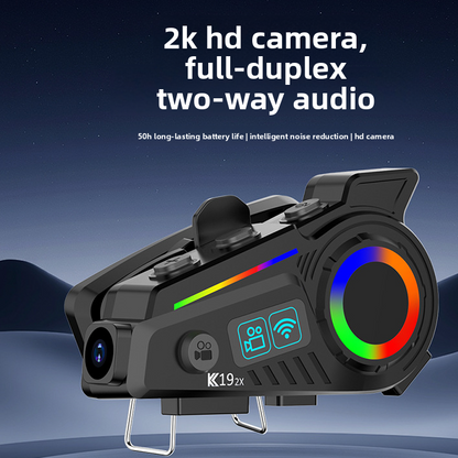 Helmet Bluetooth Headset with Intercom and Video Recording, FM Radio