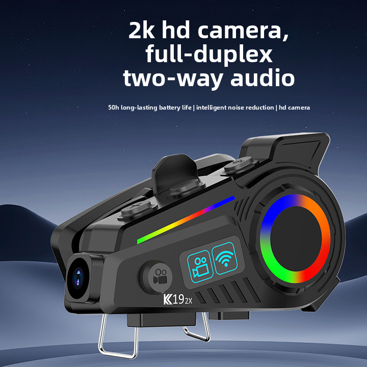 Helmet Bluetooth Headset with Intercom and Video Recording, FM Radio