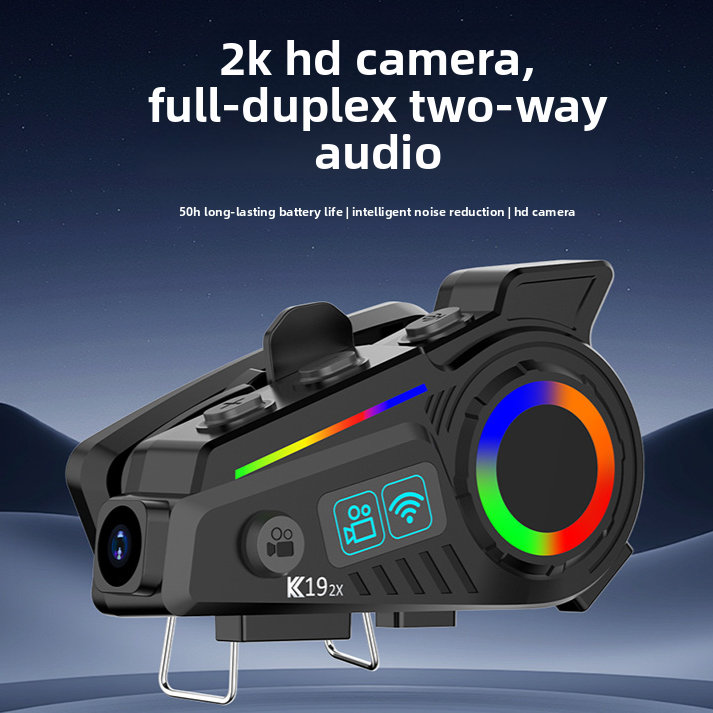 Helmet Bluetooth Headset with Intercom and Video Recording, FM Radio