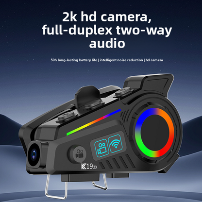 Helmet Bluetooth Headset with Intercom and Video Recording, FM Radio