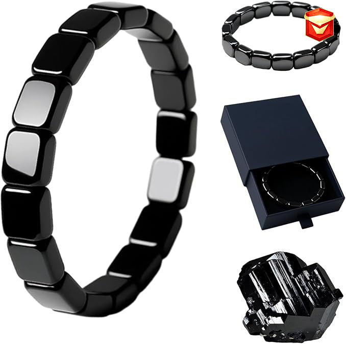 Hematite Black Stone Elastic Bead Bracelet