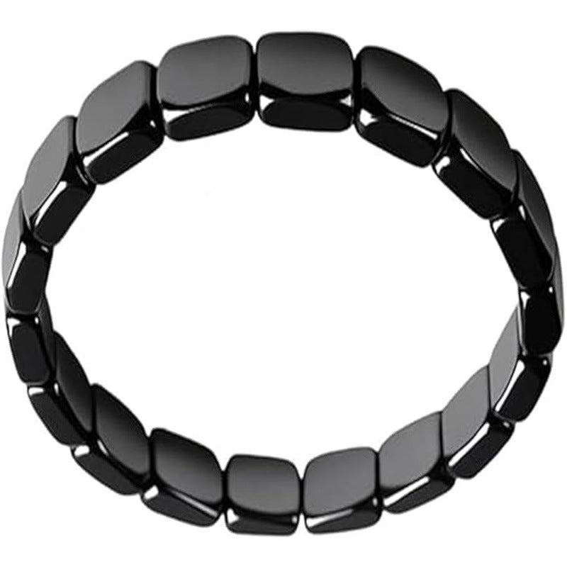 Hematite Black Stone Elastic Bead Bracelet