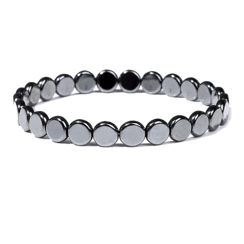 Hematite Black Stone Elastic Bead Bracelet