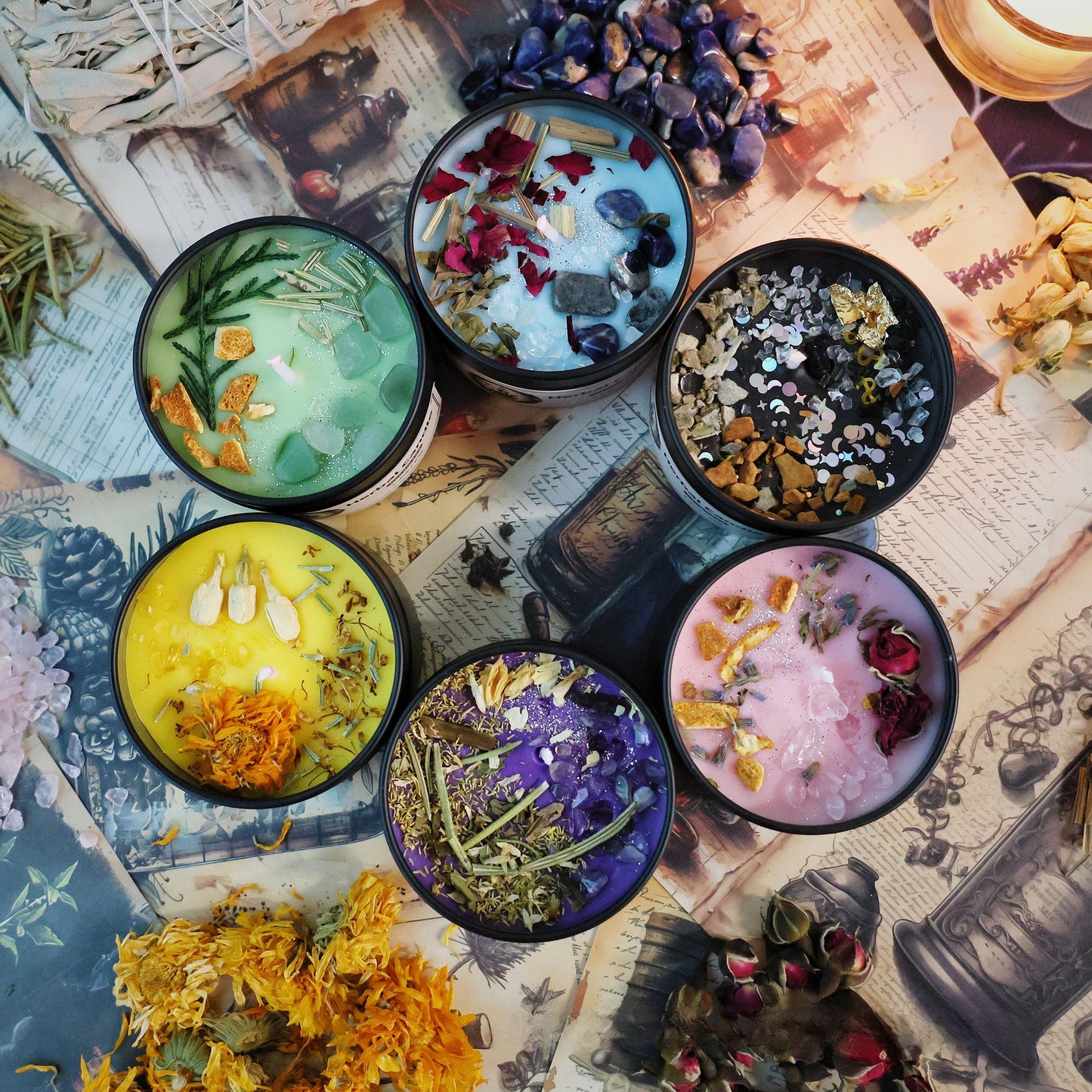 Herbal Crystal Scented Candle