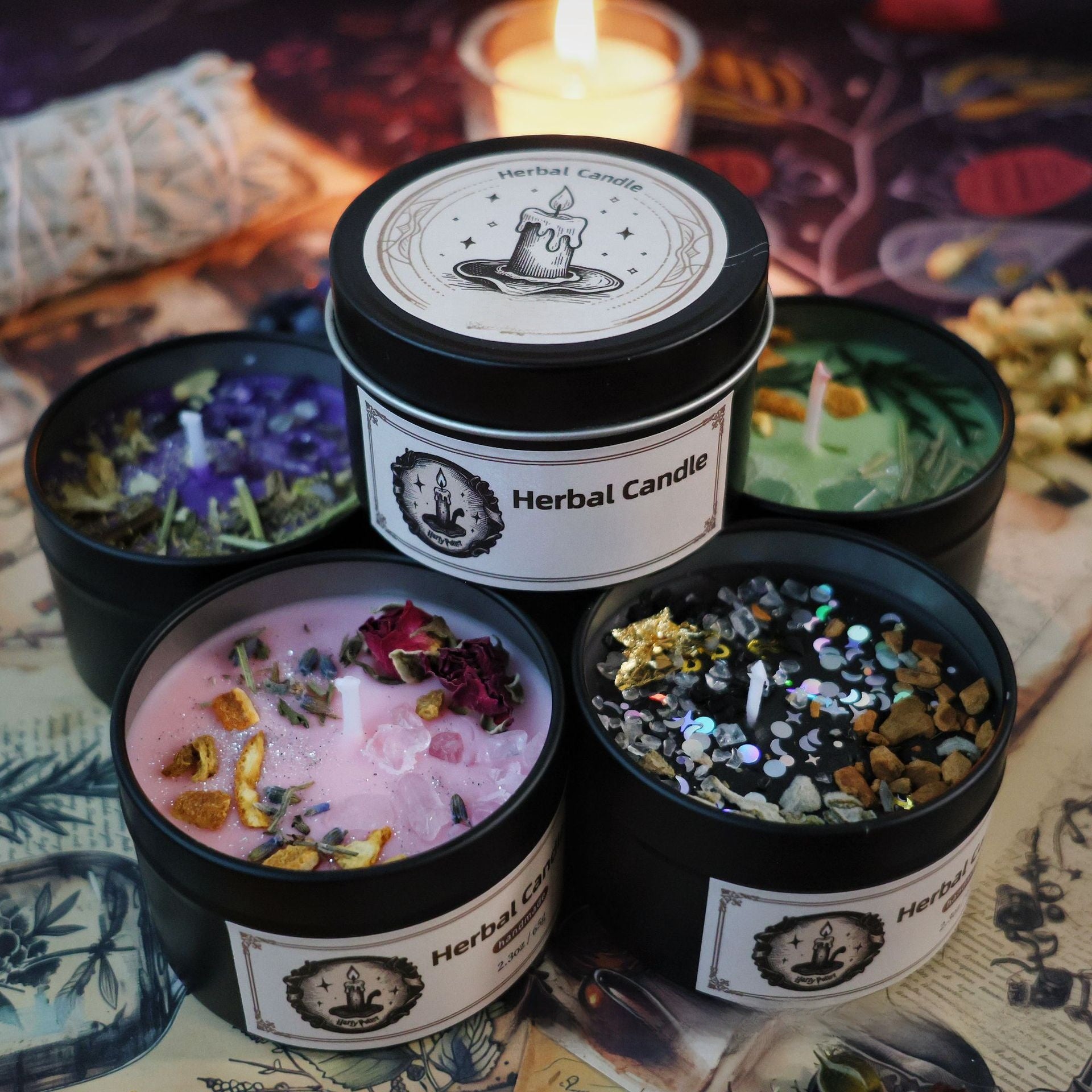 Herbal Crystal Scented Candle