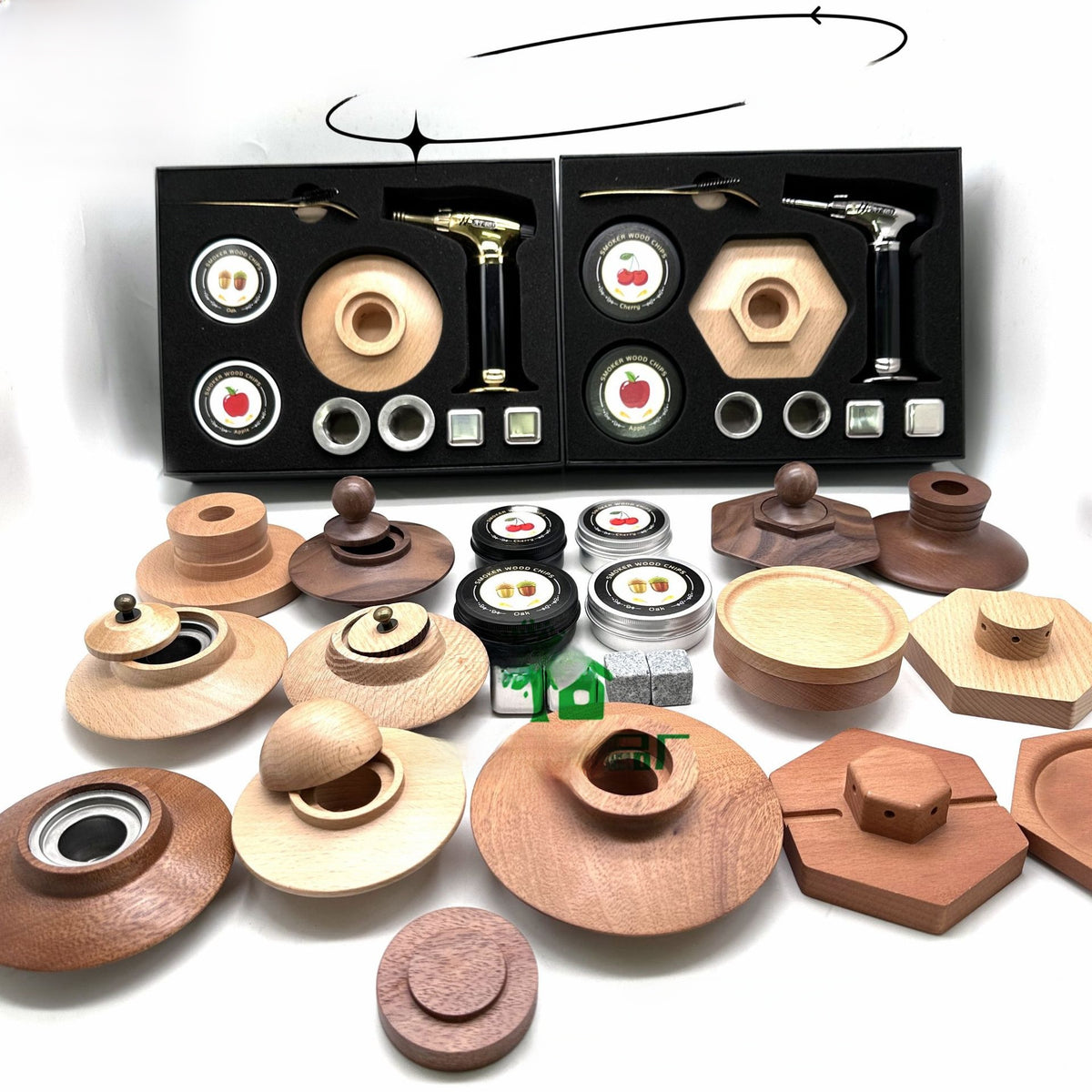 Hexagon and UFO Wooden Cocktail Smoker Kit with Accessories