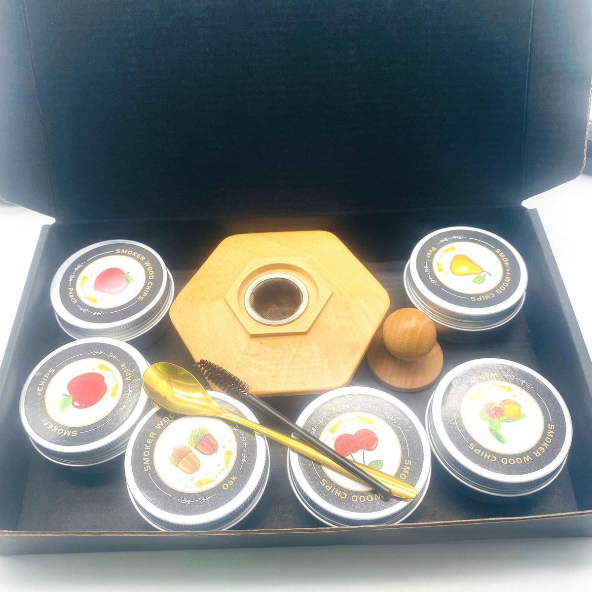 Hexagon and UFO Wooden Cocktail Smoker Kit with Accessories