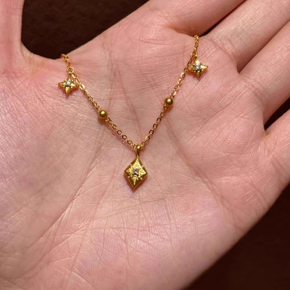 Hexagonal Awn Star Diamond Necklace