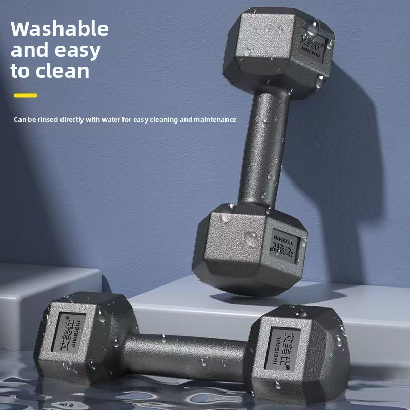 Hexagonal Cement Dumbbells for Home Fitness