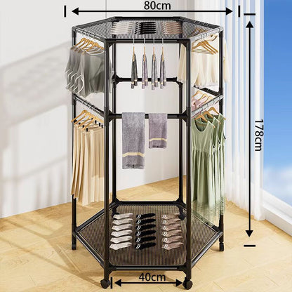 Hexagonal clothes drying rack