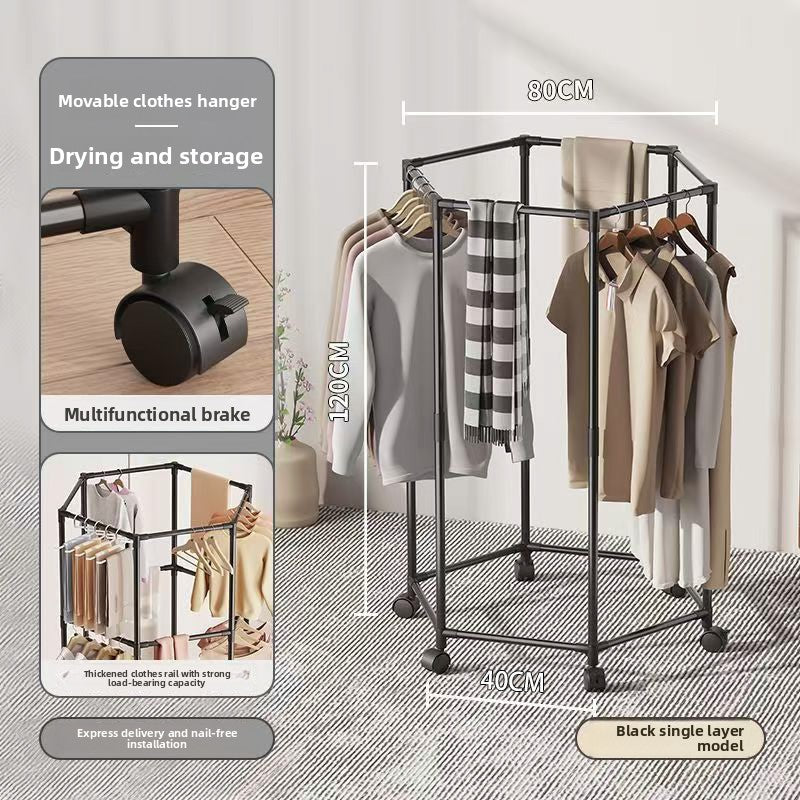 Hexagonal clothes drying rack