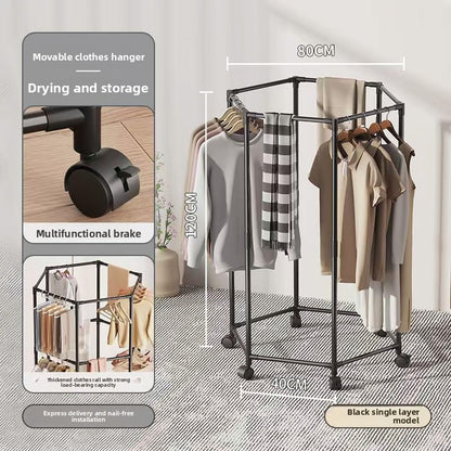 Hexagonal clothes drying rack