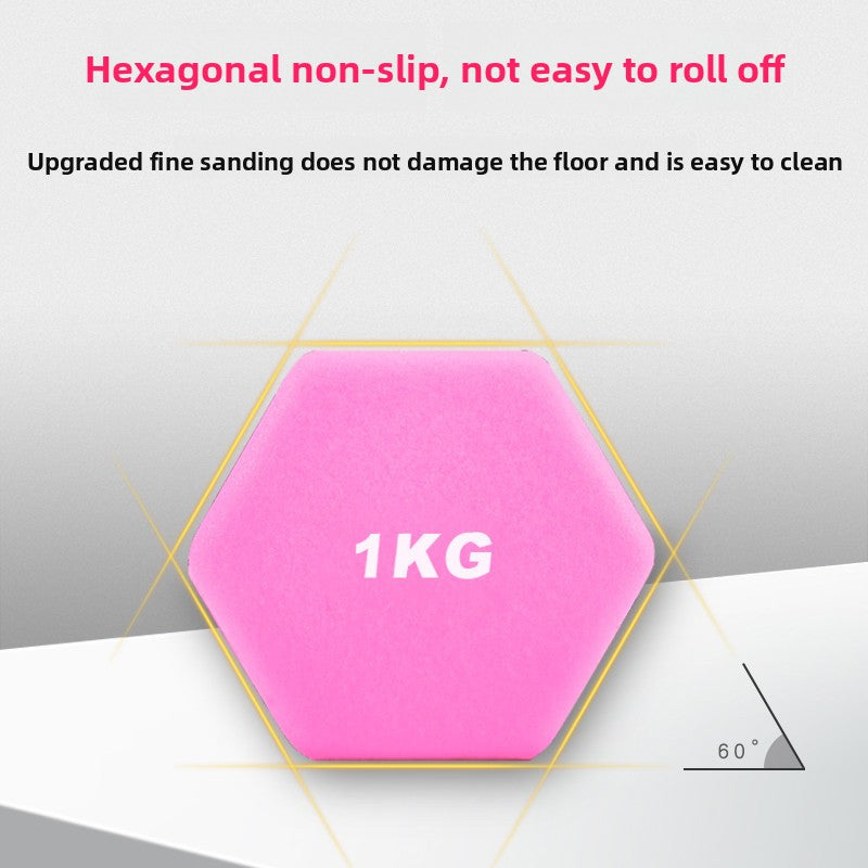 Hexagonal Coated Dumbbells for Fitness