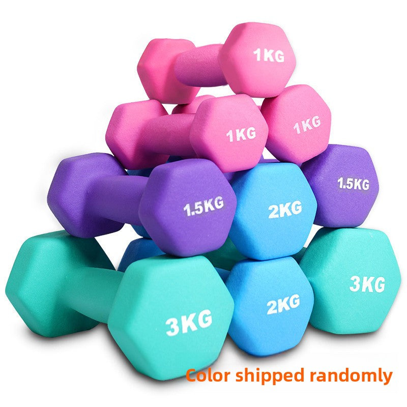Hexagonal Coated Dumbbells for Fitness