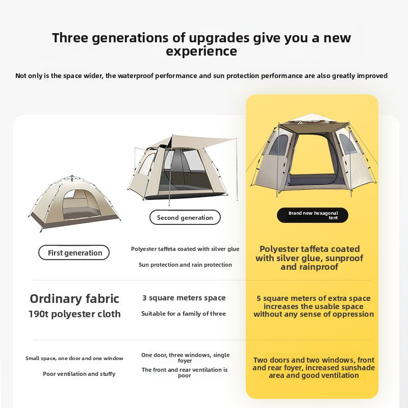 Hexagonal Instant Pop Up Camping Tent
